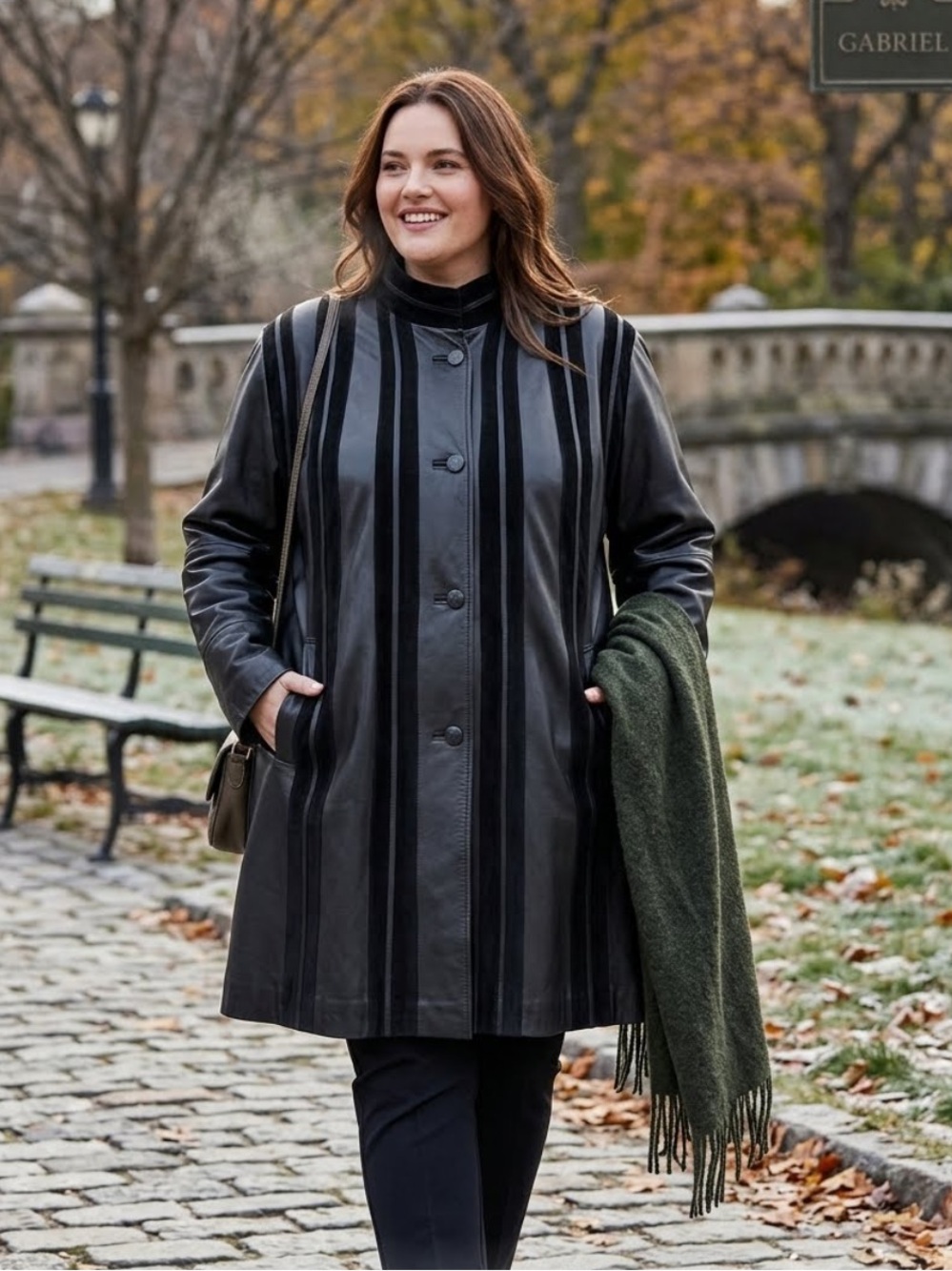 Gabriel Black Leather and suede Coat. Swing style, oversized, medium. Vintage.